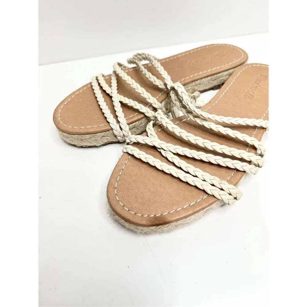 Madewell Sandals Womens Size 7 Braided Leather Espadrille Slip‎ On Slide Shoes